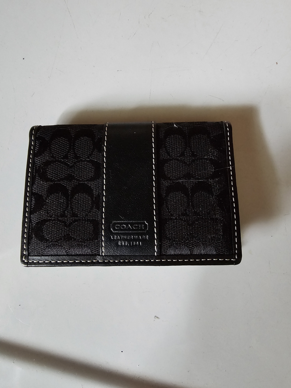 COACH Vintage Black Signature Card Case Wallet